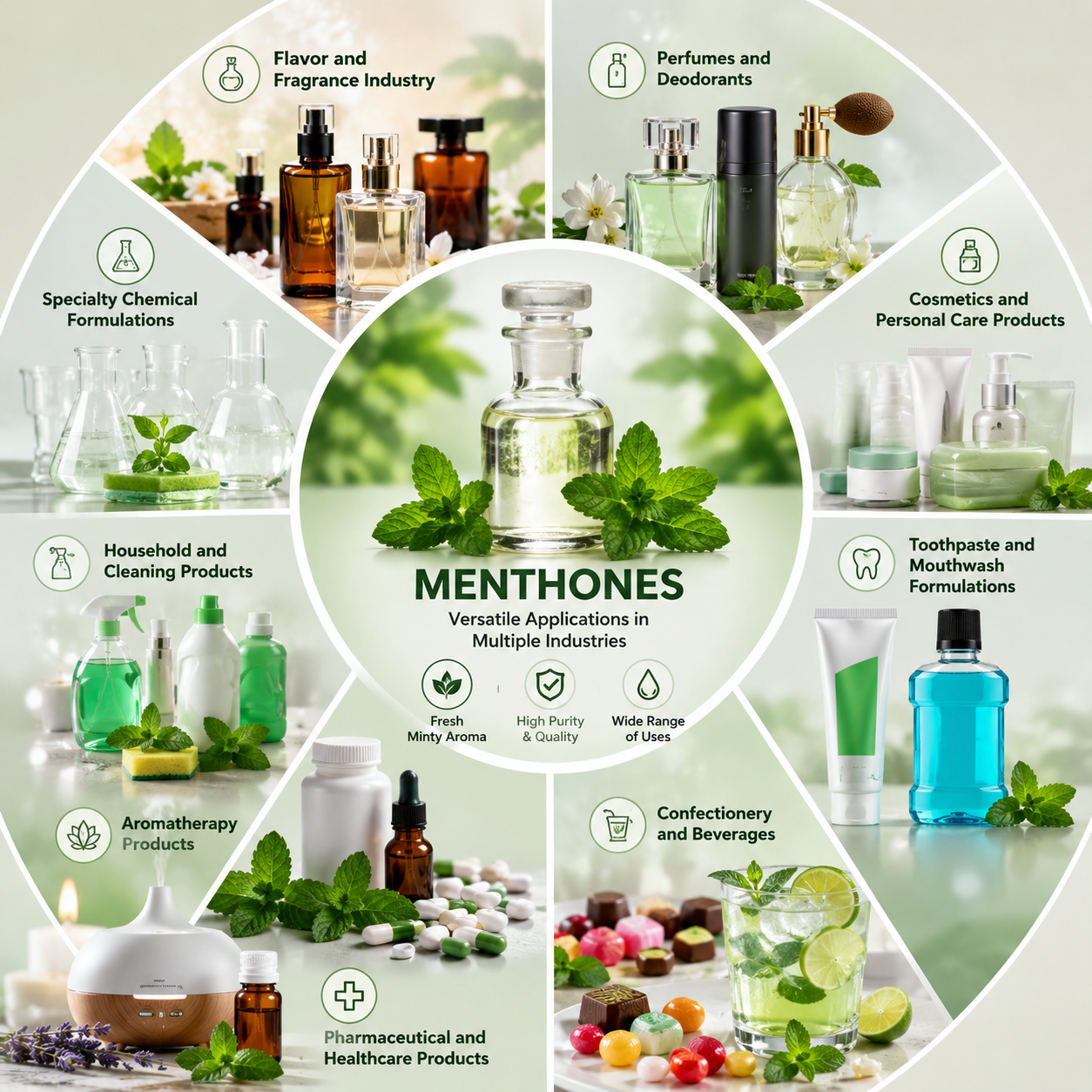 Menthone applications in flavor and fragrance, cosmetics, pharmaceuticals, oral care, aromatherapy, household cleaning and specialty chemical industries